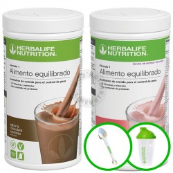 Pack dos batidos Herbalife formula 1 con cuchara, coctelera y envío gratis en linenutricion.com